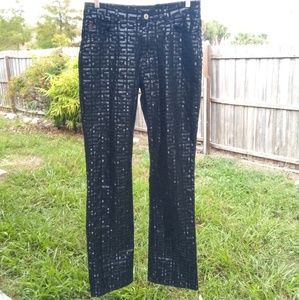 G GUESS LOGO GLAMOUR JEANS BLACK 29 NWOT UNIQUE